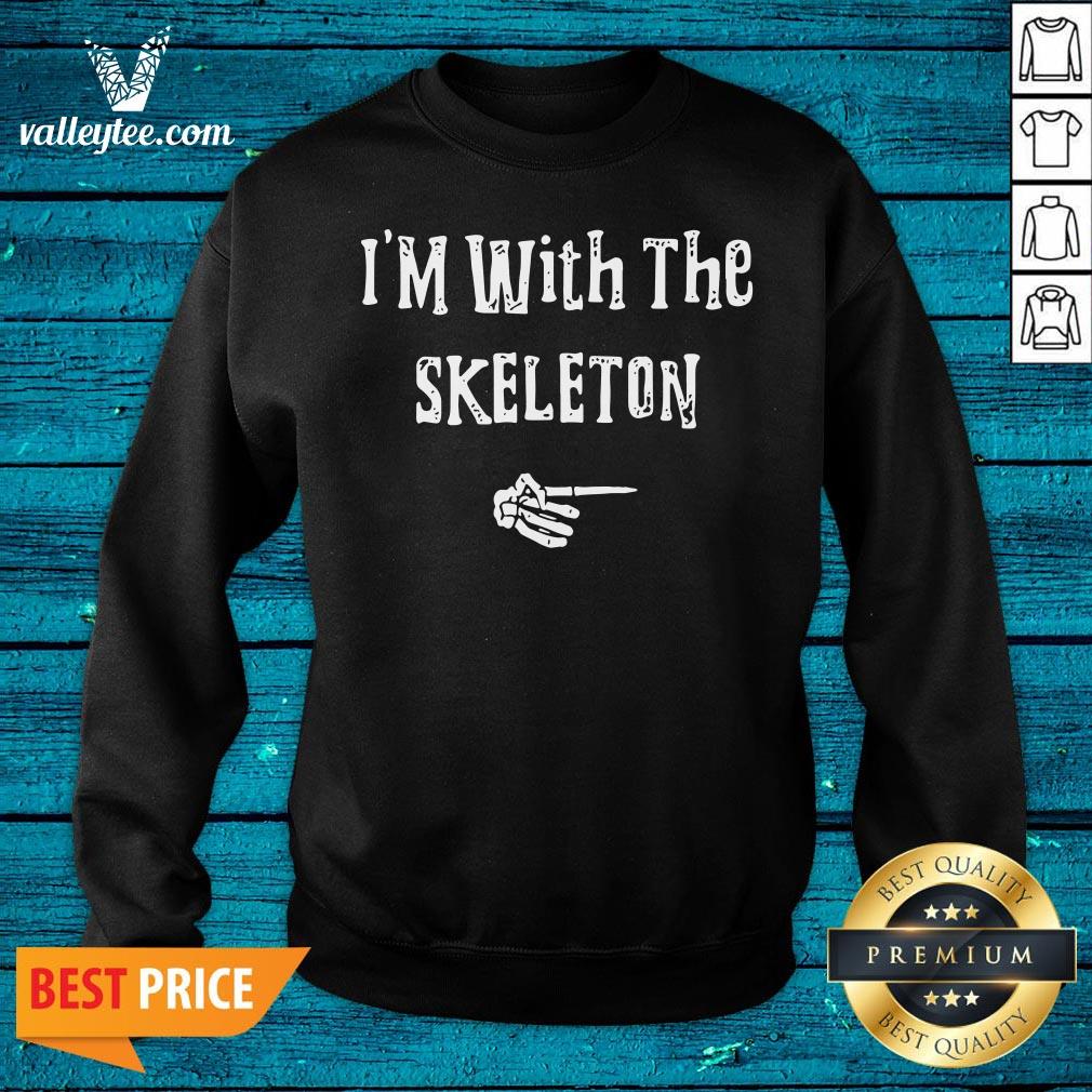 Official I’m With Skeleton Halloween Costume Funny Couples Matching Shirt