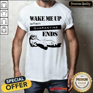 Great Tired Cat Says Wake Me Up When Quarantine Ends Shirt