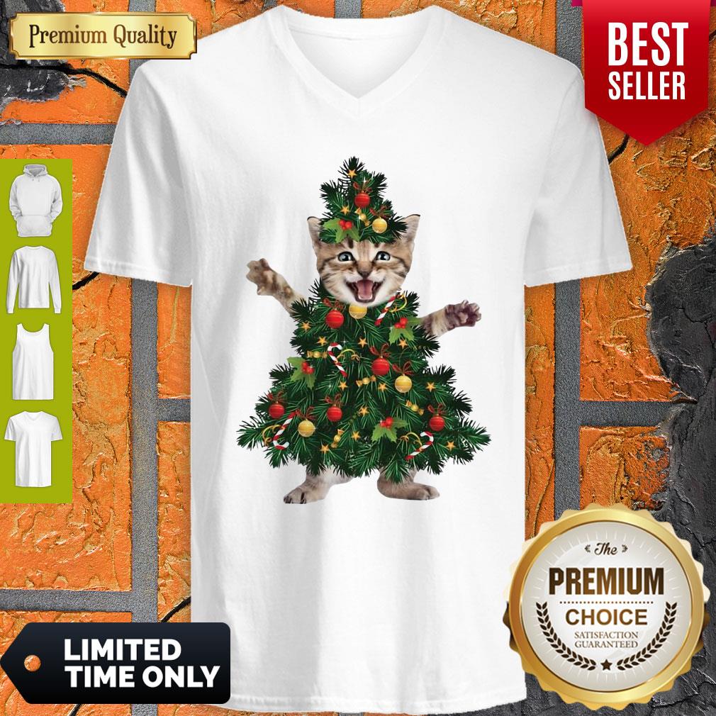Funny Christmas Tree Cat Pine Shirt