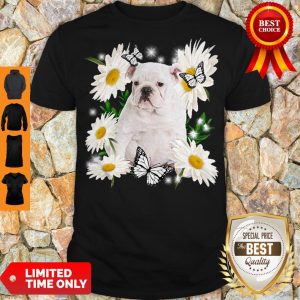 Funny White English Bulldog Daisy Flower Classic T-Shirt