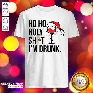 Funny Wine Hat Santa Ho Ho Holy Shit Im Drunk Shirt