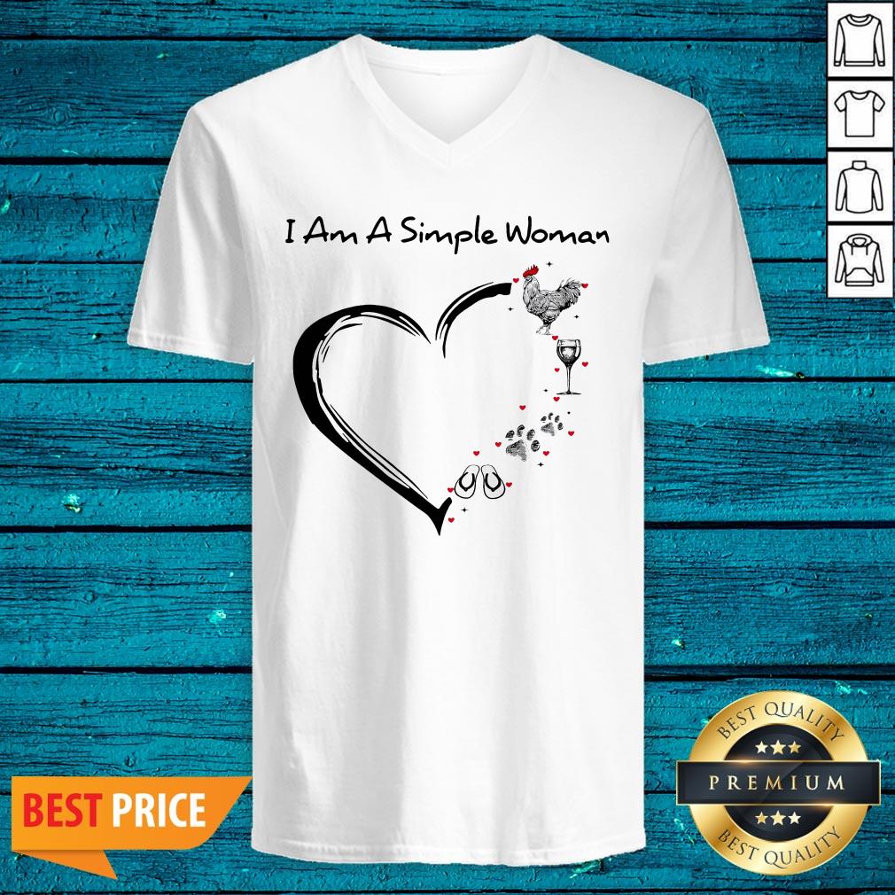 I Am A Simple Woman Chicken Wine Dog Paw And Flip Flop Shirt