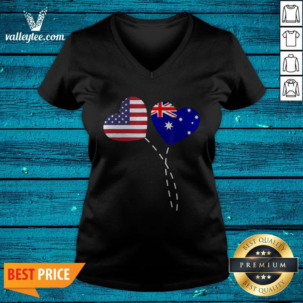 Loving Australia USA Flag Heart Australian Americans Love Shirt