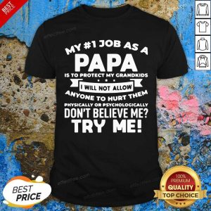 Nice My Job As A Papa Is Protect My Grandkids I Will Not Allow Anyone To Hurt Them Shirt