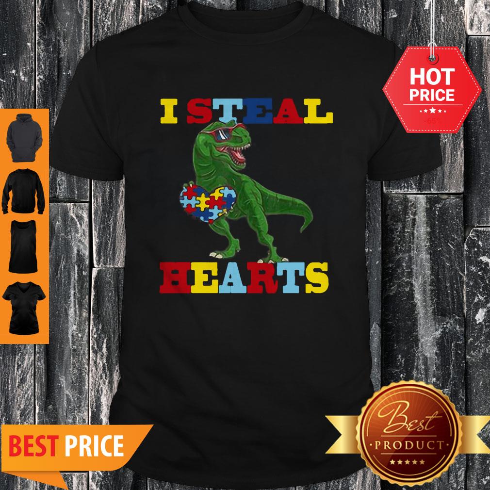 Dinosaur T-Rex I Steal Heart Autism Awareness Shirt