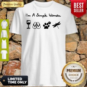 Nice A Simple Woman Crewneck Dragonfly Wine And Dog Shirt