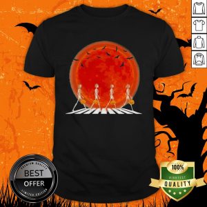 Skeleton Walking Crossing The Line Halloween Sunset Shirt