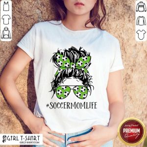 Ecstatic Mom Life Soccer Messy Bun Shirt