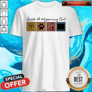 Sweet Just A Wyoming Girl Flip Flop Dog Wine Wyoming Map Shirt