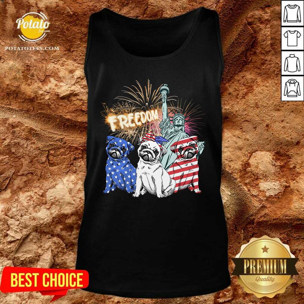 Three Pug Freedom 4th Of July Shirt