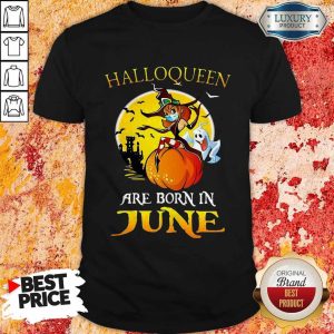 Top Halloqueen Are Born In June Ghost Witch Mask Shirt