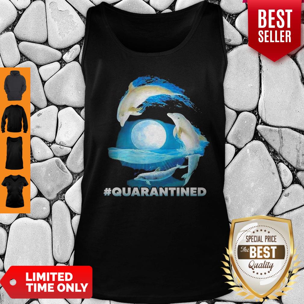 Pretty Dolphins #Quarantined Nautical Full Moon Bottlenose Coronavirus Shirt