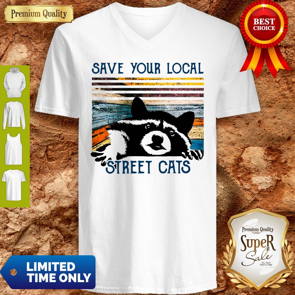 Top Racoon Save Your Local Street Cats Vintage T-Shirt