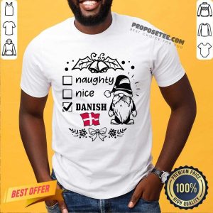 Nice Naughty Danish Nice Gnome Merry Christmas Shirt