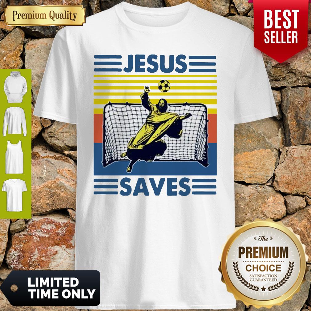 Vintage Soccer Jesus Saves Sunset Shirt