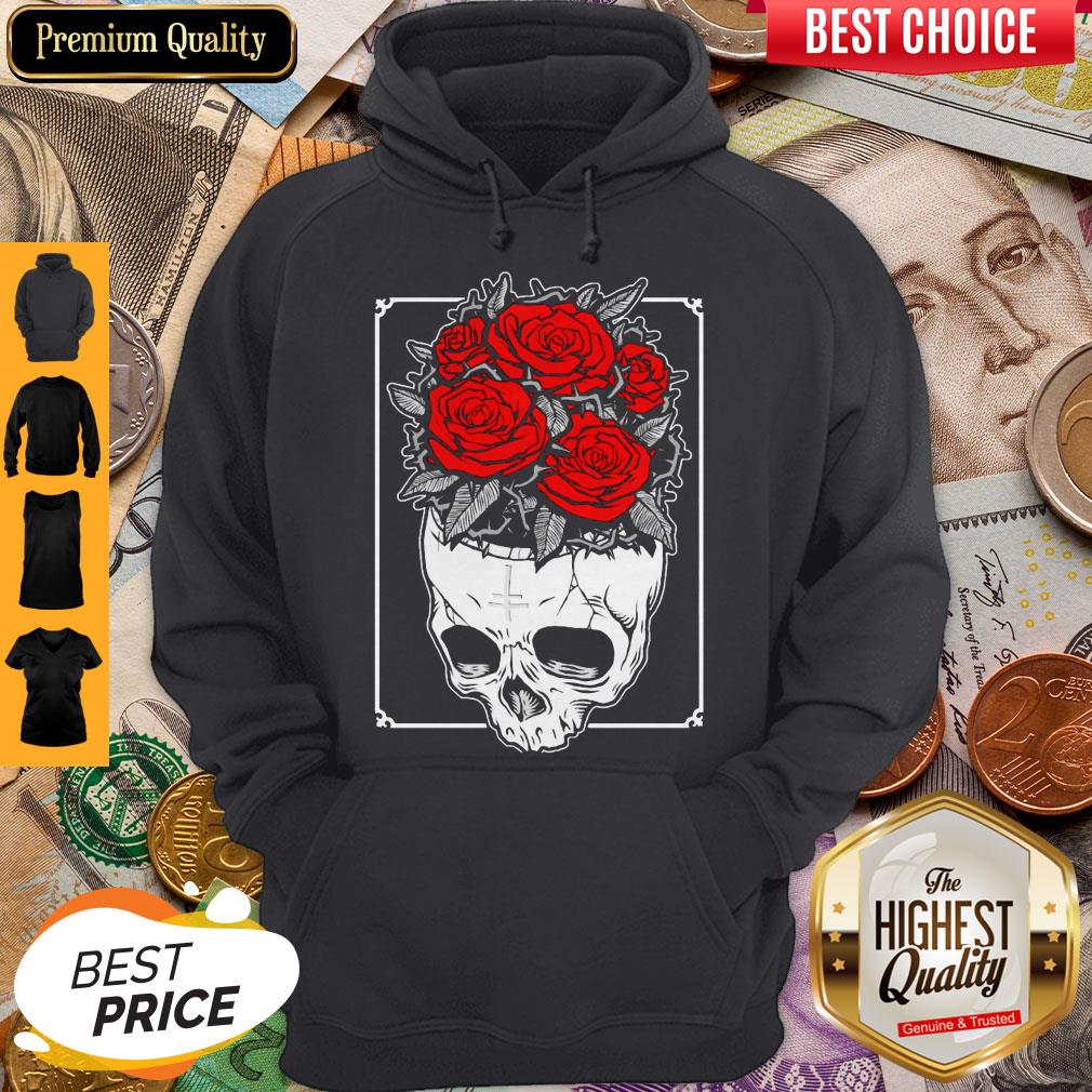 Wearing To A Human Being A Beautiful Black And White A Skull Roses Shirt