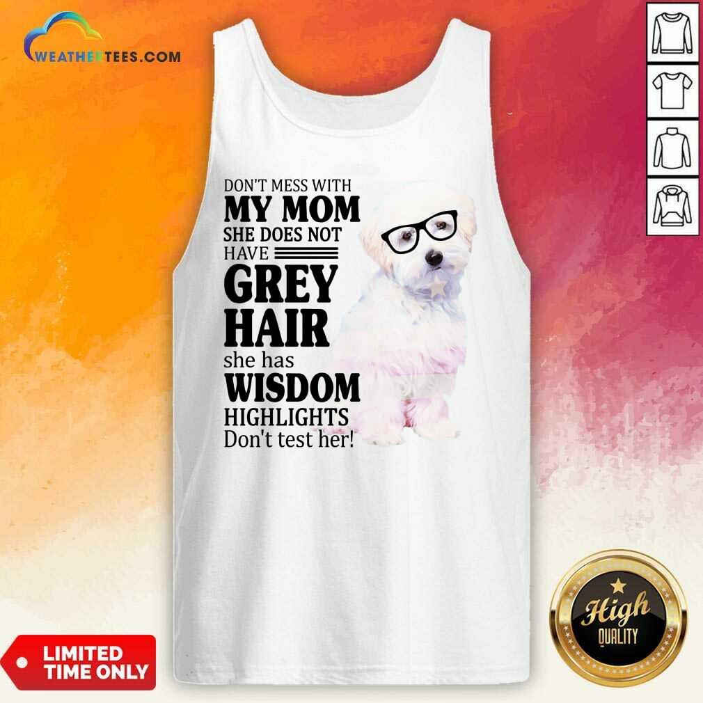 Pretty Maltipoo My Mom Grey Hair Wisdom Highlights American Flag Shirt