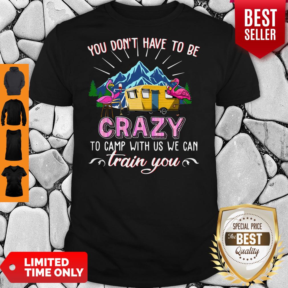 Flamingos You Dont Have To Be Crazy To Camp With Us We Can Train You Shirt