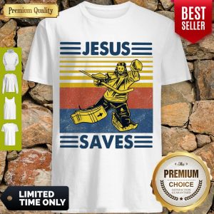 Premium Vintage Hockey Jesus Saves Shirt