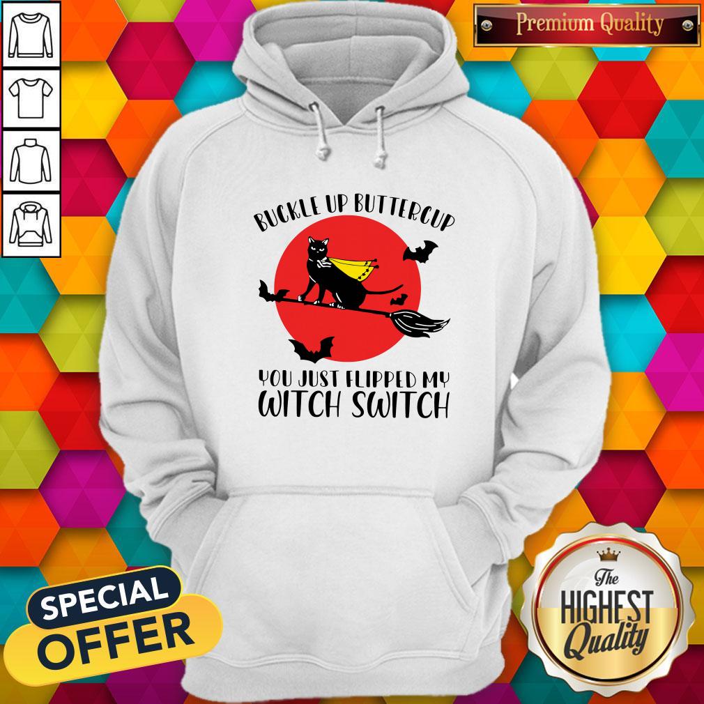 Pro Black Cat Buckle Up Buttercup You Just Flipped My Witch Switch Moon Shirt
