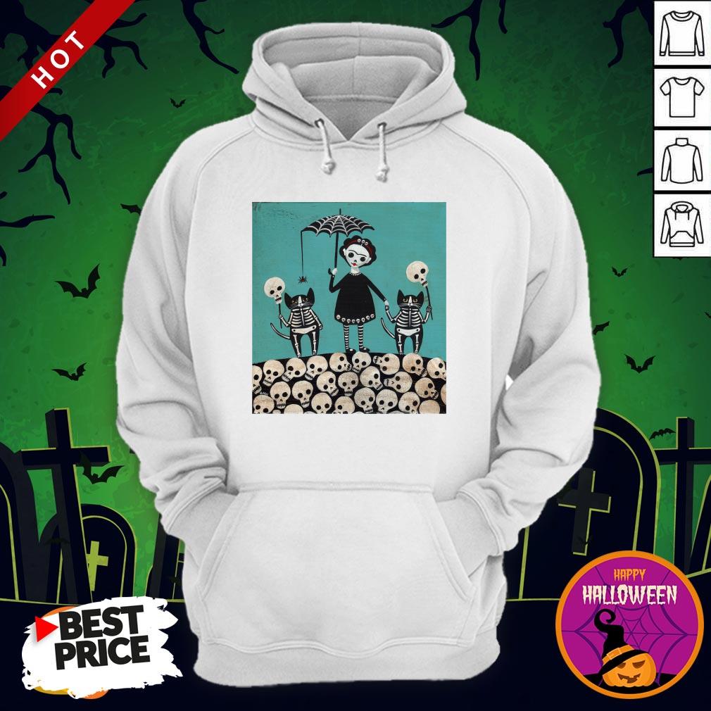 A Girl And Her Cats Have Dressed The Dia De Los Muertos Celebration Shirt