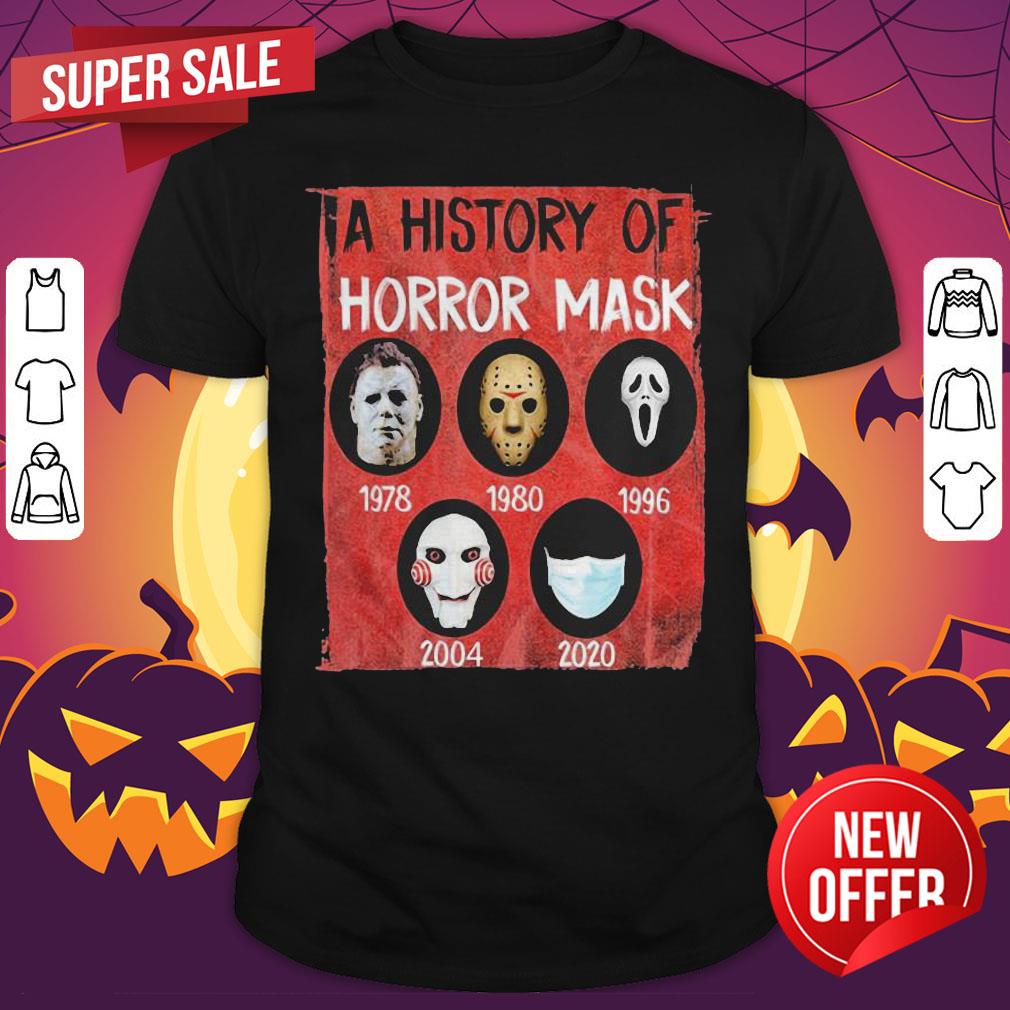 A History Of Horror Mask 1978 1980 1996 2004 2020 Shirt