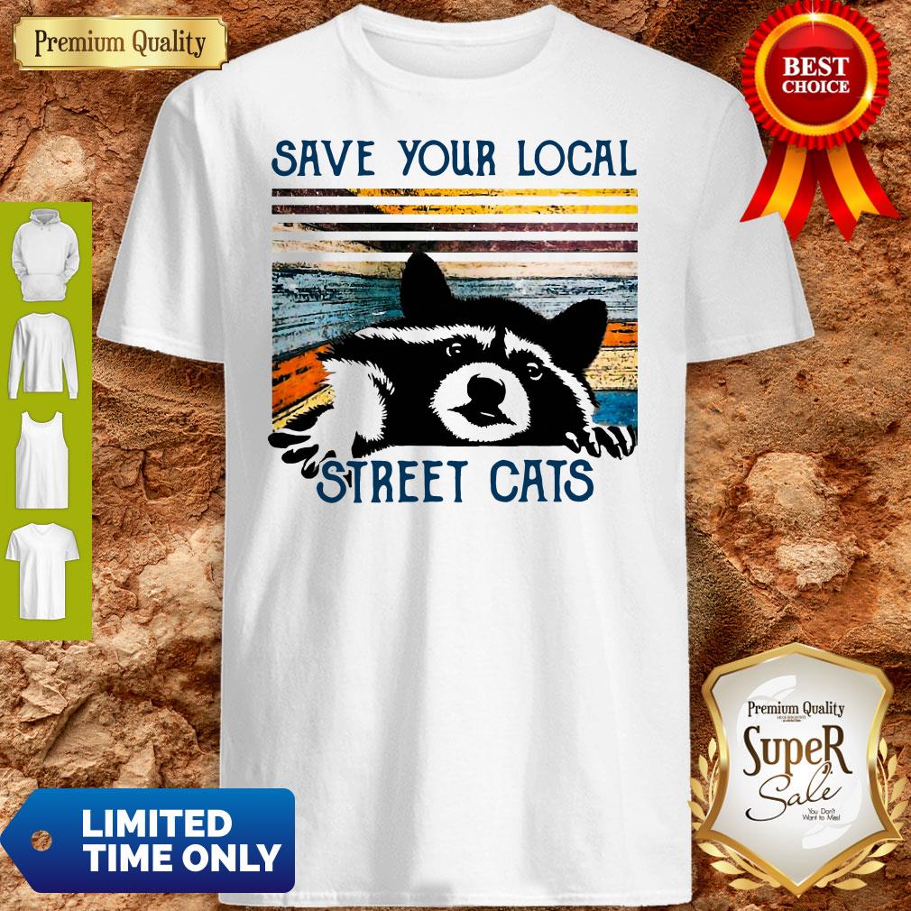 Top Racoon Save Your Local Street Cats Vintage T-Shirt