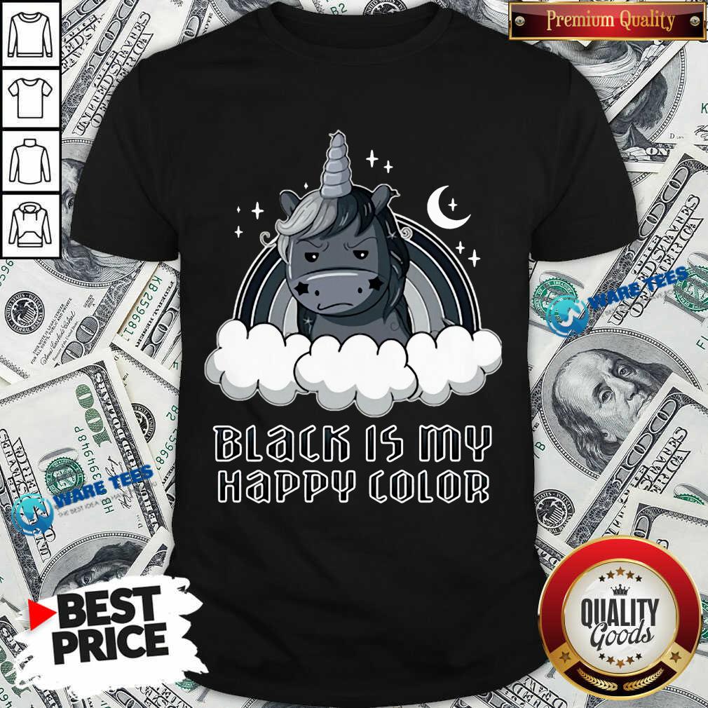 Unicorn 1 Black Is My Happy Color Shirt