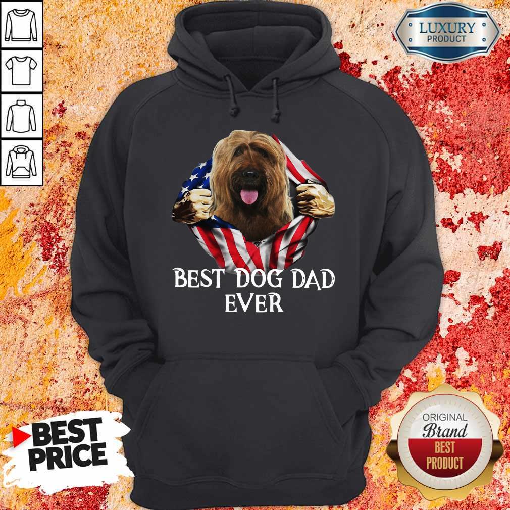 Attractive Blood Inside Me Briard Dog American Flag Best Dog Dad Ever Shirt