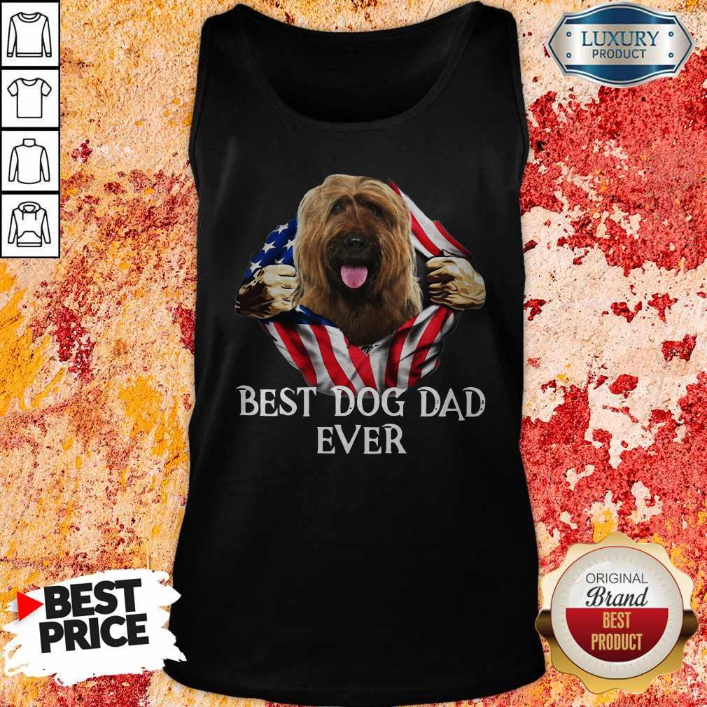 Attractive Blood Inside Me Briard Dog American Flag Best Dog Dad Ever Shirt