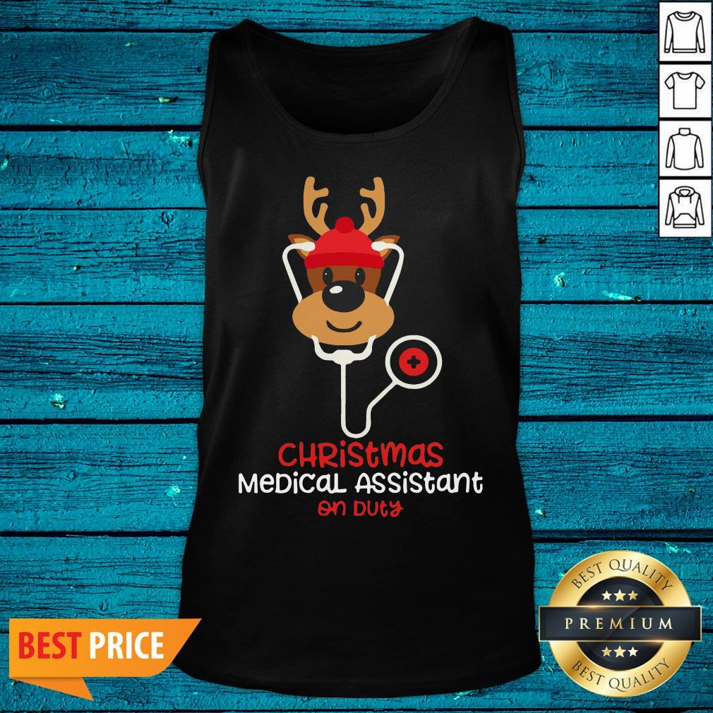 Attractive Christmas Medical Assistant On Duty Reindeer Nurse Funny Shirt