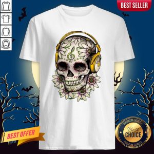 Dj Sugar Skull Headphones Music Halloween Muertos Shirt