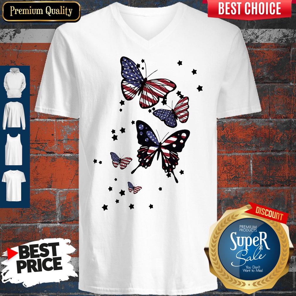 Awesome 4th Of July Butterfly American Flag Shirt