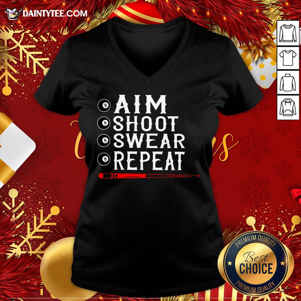 Awesome Aim Shoot Swear Repeat Billiards Christmas Shirt