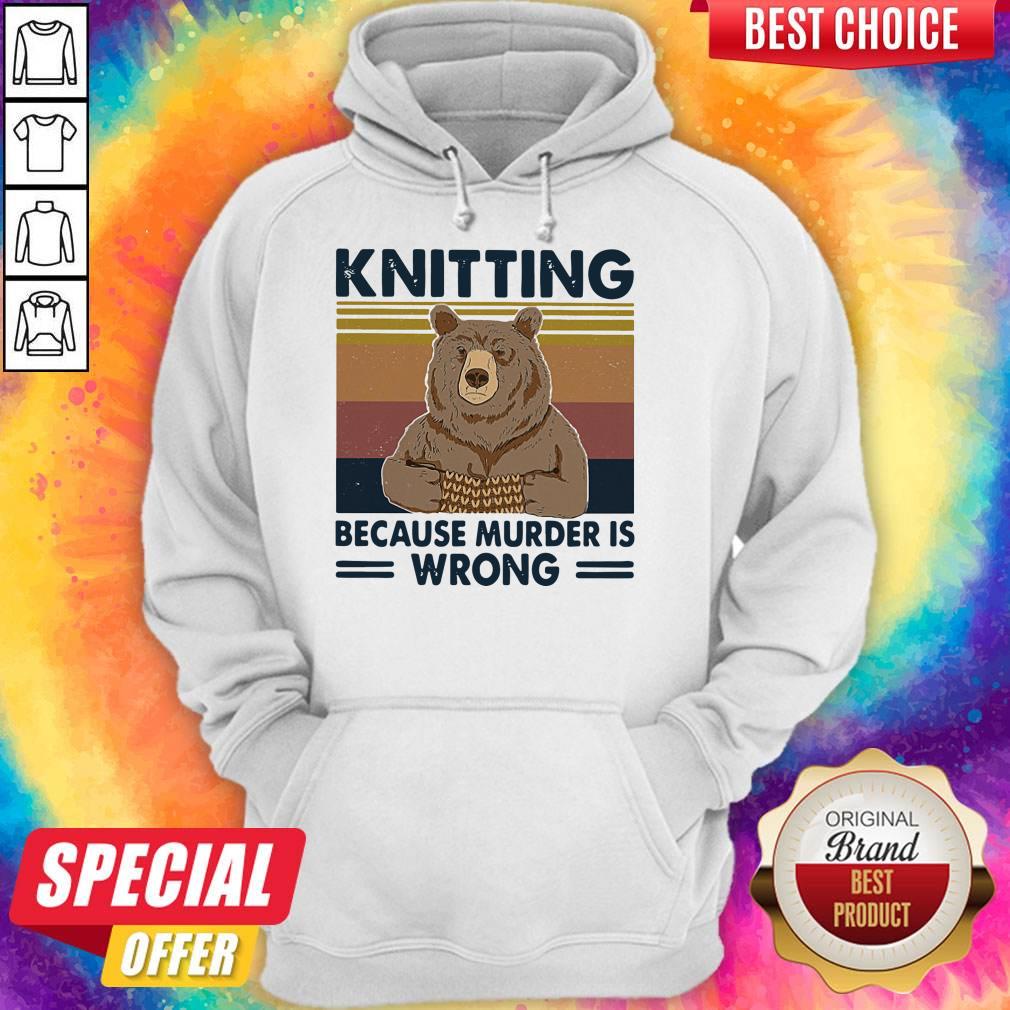 Awesome Bear Knitting Because Murder Is Wrong Vintage Shirt