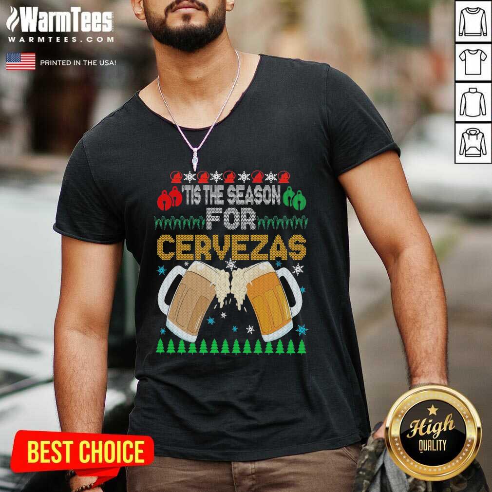 Awesome Beer Tis The Season For Cervezas Ugly Christmas Flag Shirt