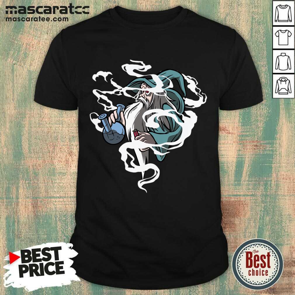 Awesome Cartoon Wizard Smoking Bong Shirt