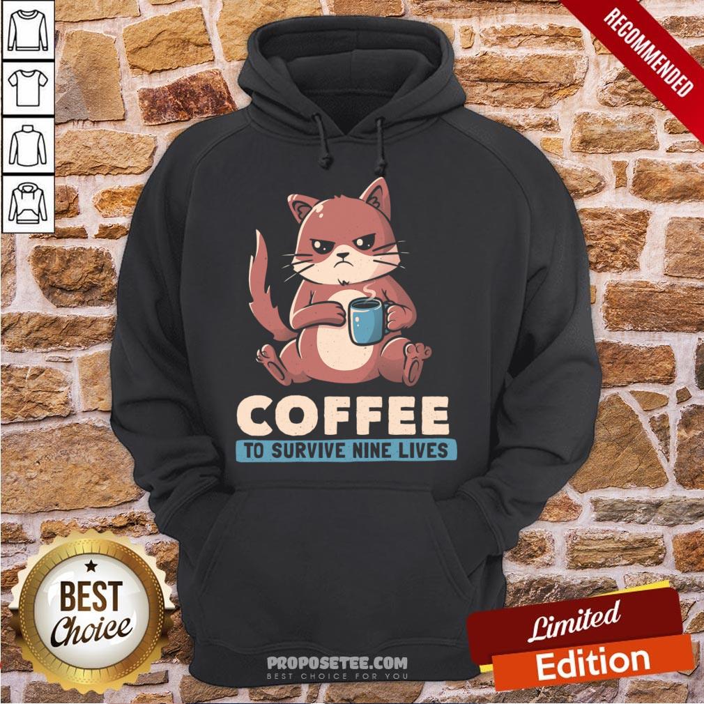 Awesome Coffee To Survive Nine Lives Funny Cute Cat Shirt