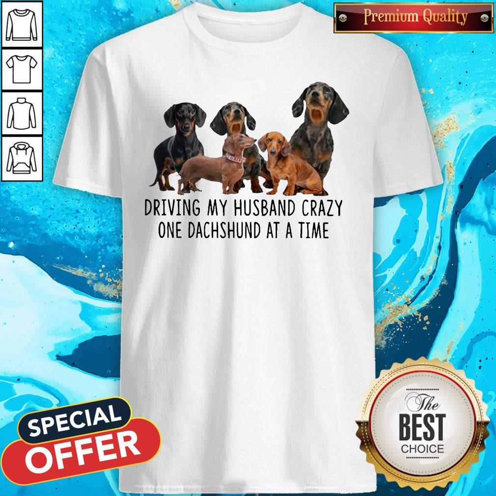 Awesome Driving My Husband Crazy One Dachshunds At A Time Shirt
