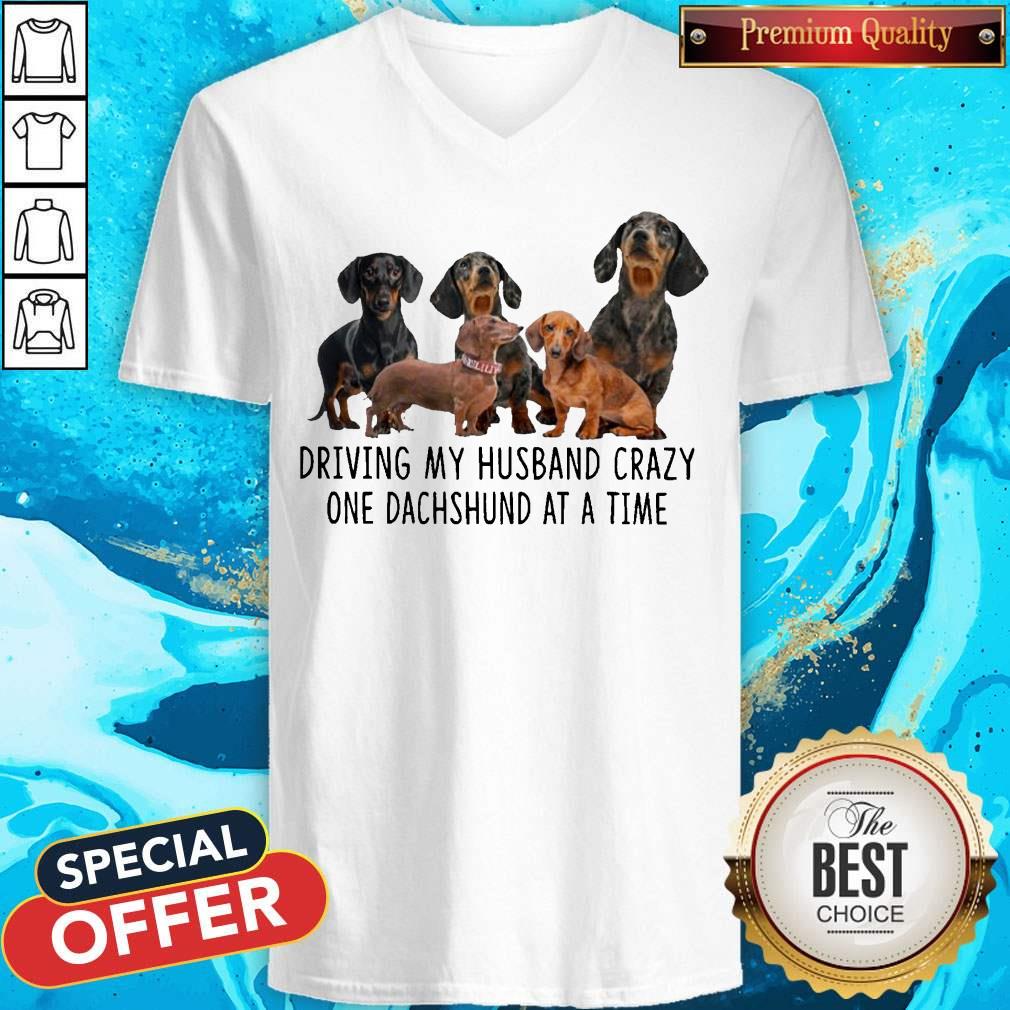 Awesome Driving My Husband Crazy One Dachshunds At A Time Shirt