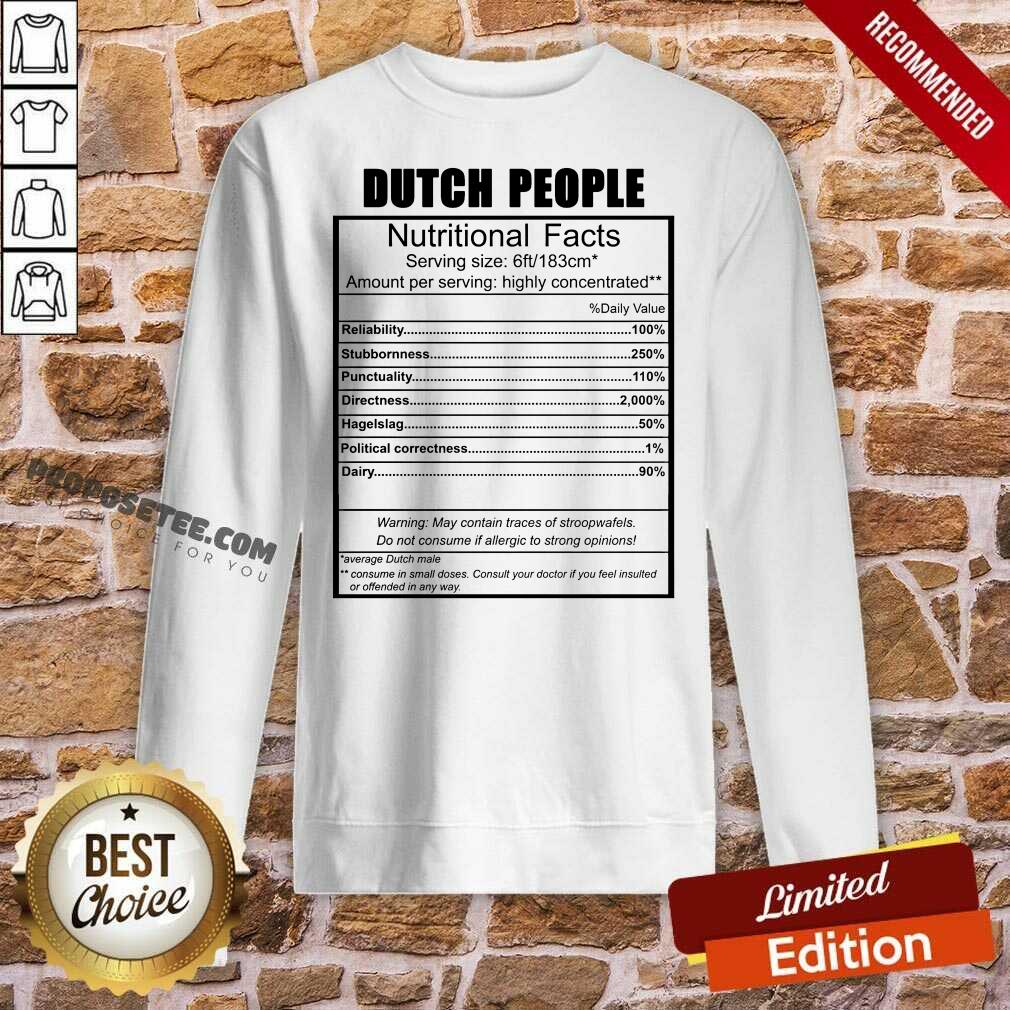 Awesome Dutch People Nutritional Facts Weight Lifting Shirt