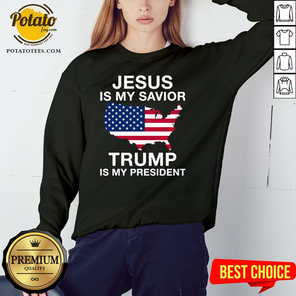 Awesome Jesus Is My Savior Trump Is My President American Flag Shirt