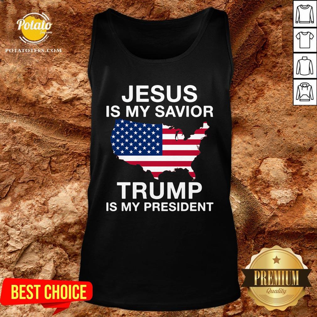 Awesome Jesus Is My Savior Trump Is My President American Flag Shirt