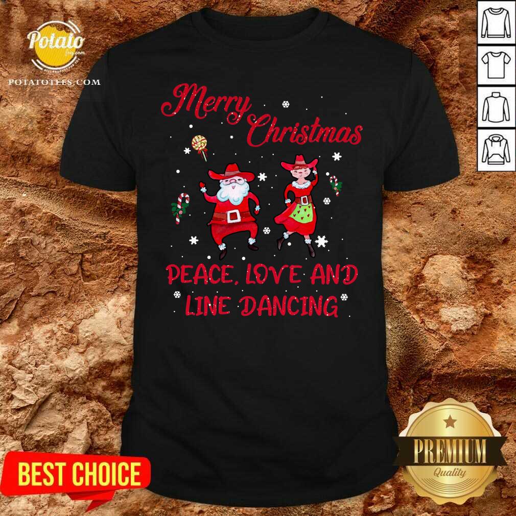 Awesome Merry Christmas Peace Love And Line Dancing Shirt