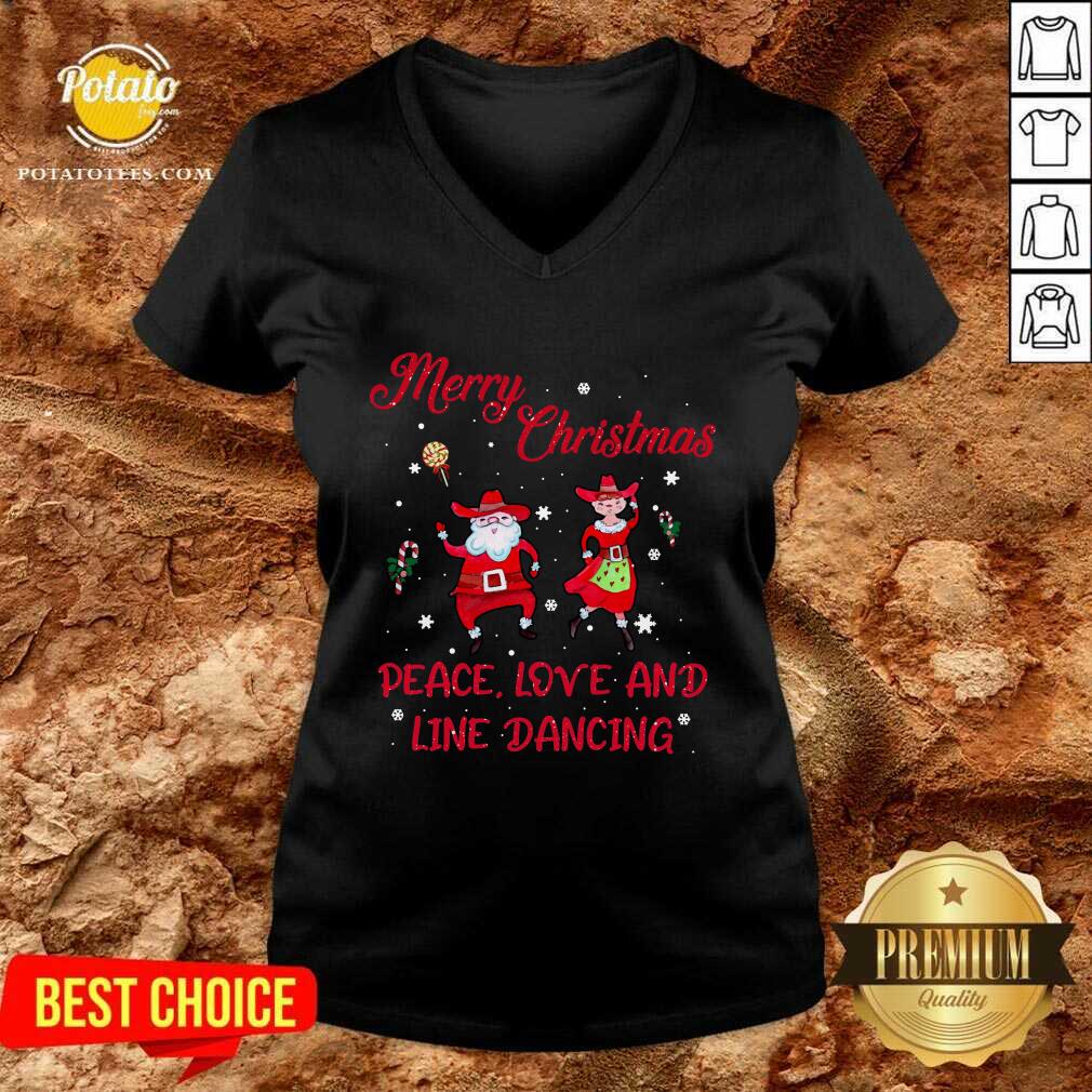 Awesome Merry Christmas Peace Love And Line Dancing Shirt