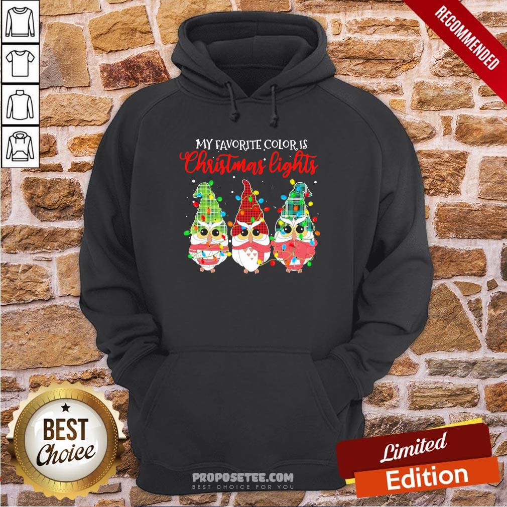 Awesome Owls Gnomes My Favorite Color Is Christmas Lights Shirt