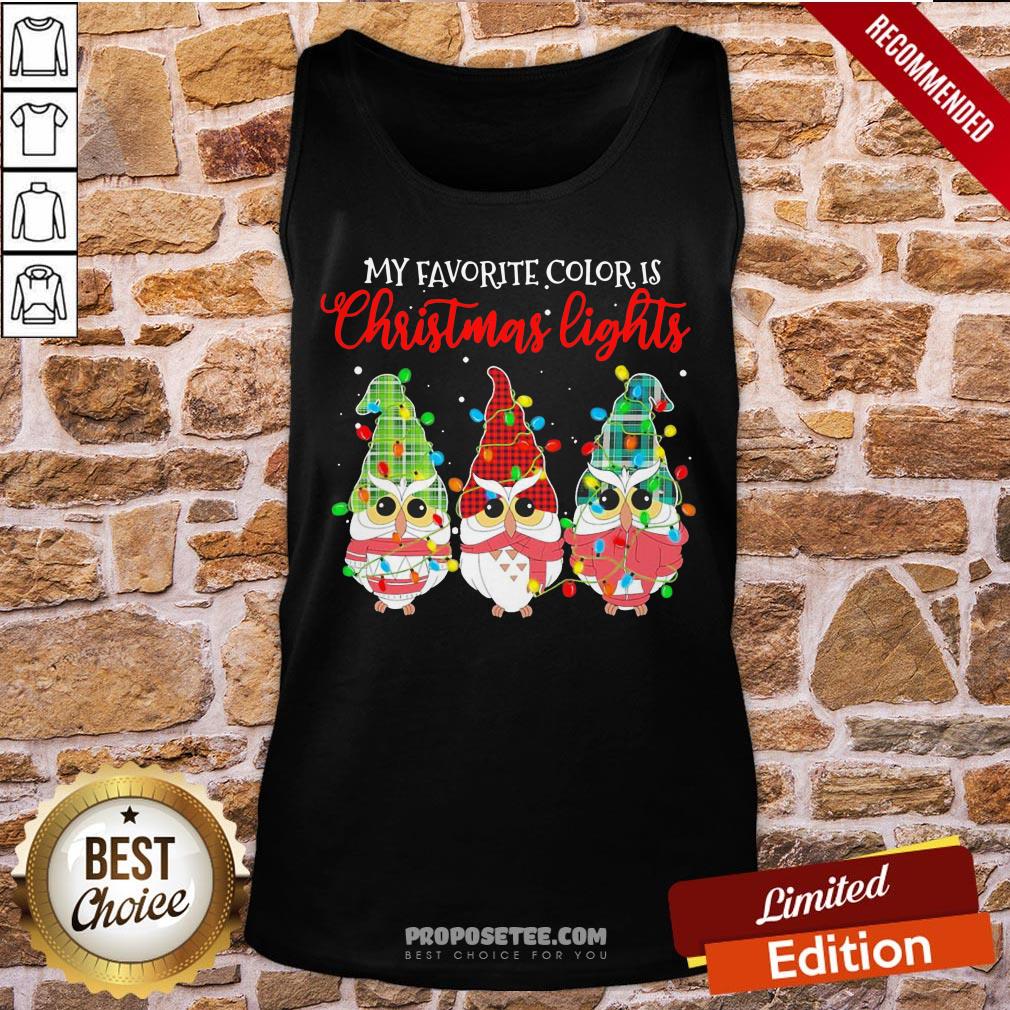 Awesome Owls Gnomes My Favorite Color Is Christmas Lights Shirt