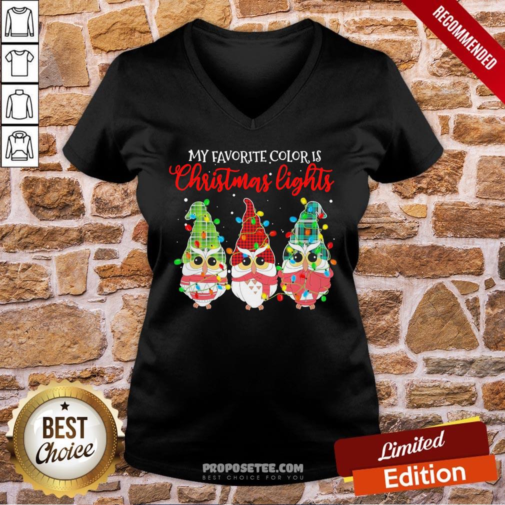 Awesome Owls Gnomes My Favorite Color Is Christmas Lights Shirt