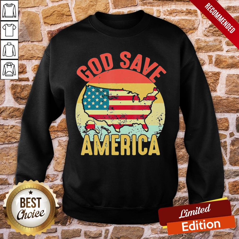 Awesome Retro Vintage God Save America US Flag Patriotic American Shirt