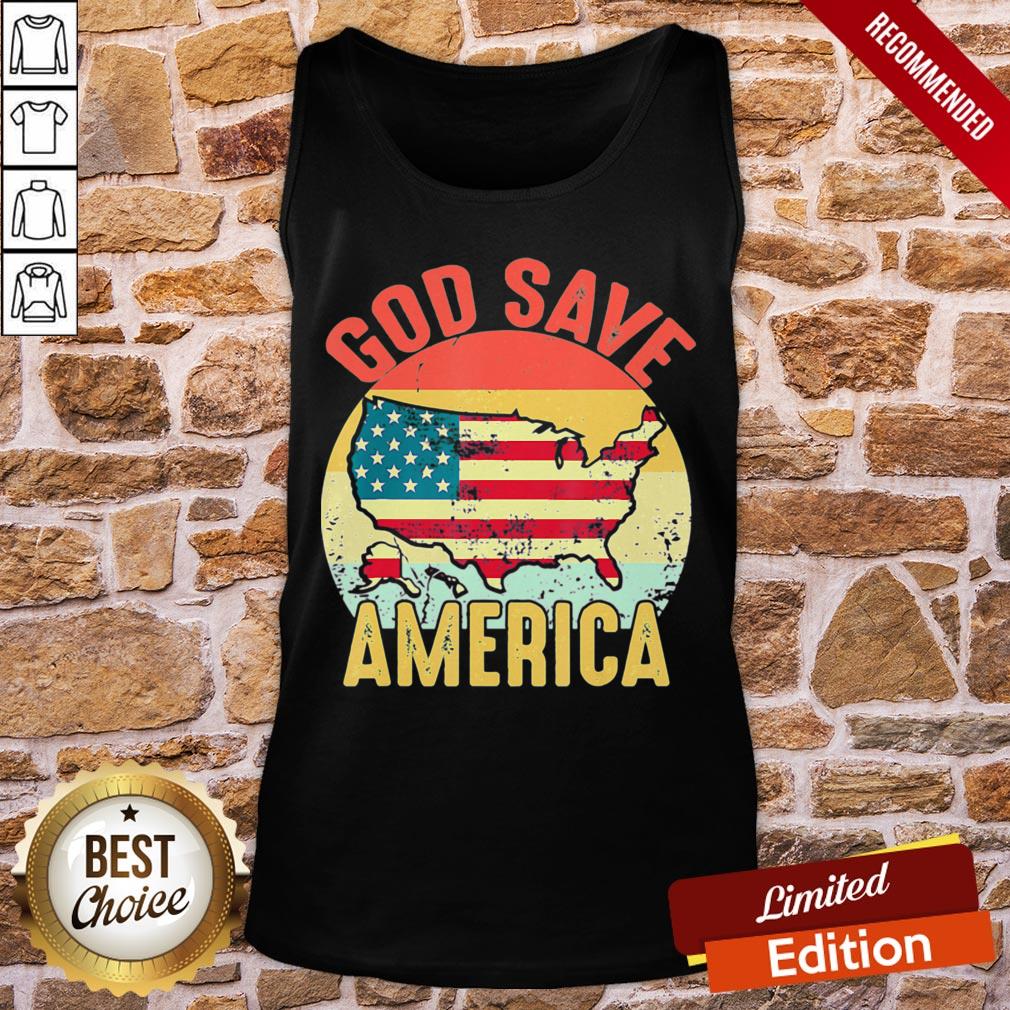 Awesome Retro Vintage God Save America US Flag Patriotic American Shirt